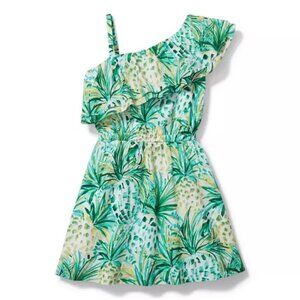 NWOT Janie and Jack Pineapple Print Cold Shoulder Dress, Size 7